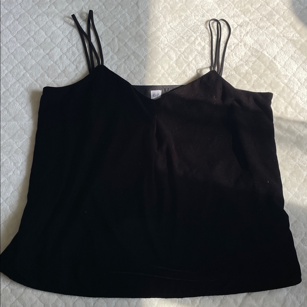 GAP Black velvet Camisole Tank top| Large| EUC!
